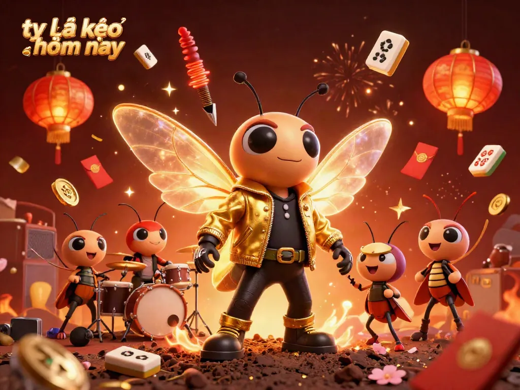 Experience excitement with tỷ lệ kèo nhà cái hôm nay illustrated as a vibrant rock-themed casino scene.