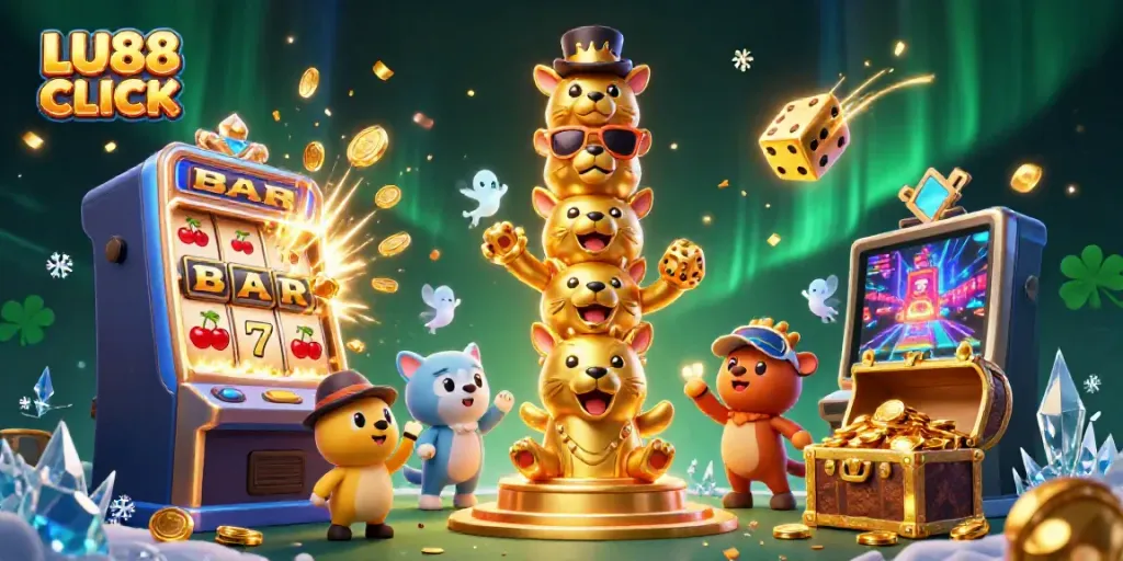 Enjoy engaging gaming experiences at LU88 CLICK, showcasing casino action and vibrant characters.
