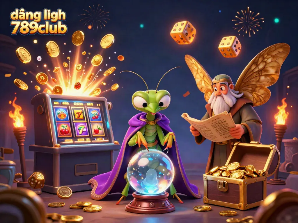 Engage with the vivid world of đăng nhập 789club, where fortune awaits with dynamic casino symbols and mystical characters.