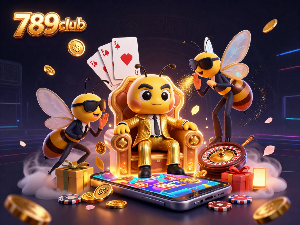 Engage with exciting games at 789club, featuring thrilling elements like poker chips and colorful slot displays.
