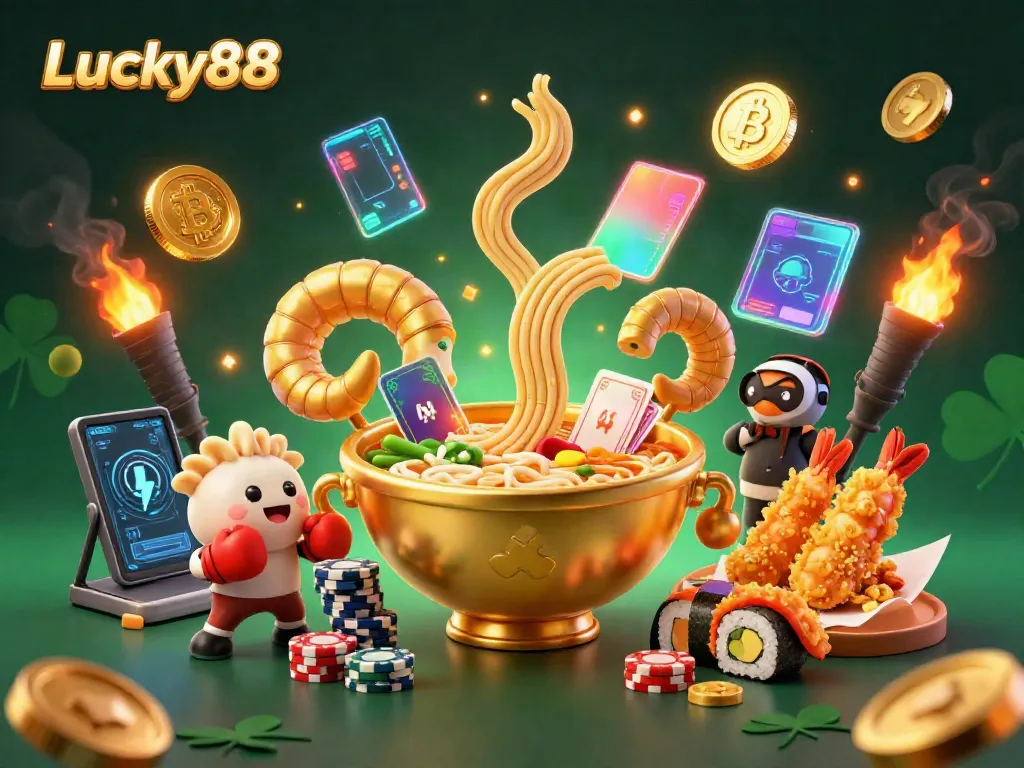 Experience thrilling gaming with Lucky88 featuring vibrant characters and dynamic casino elements.
