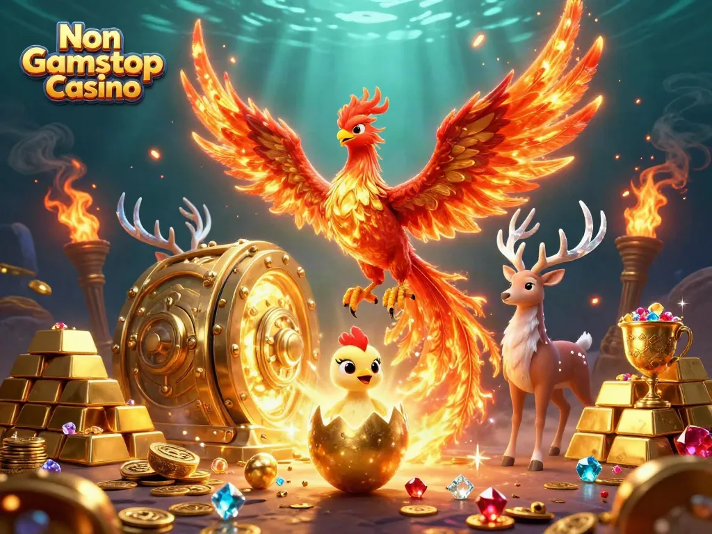 Experience the richness of Non Gamstop Casino with vibrant gold treasures and mythical elements.