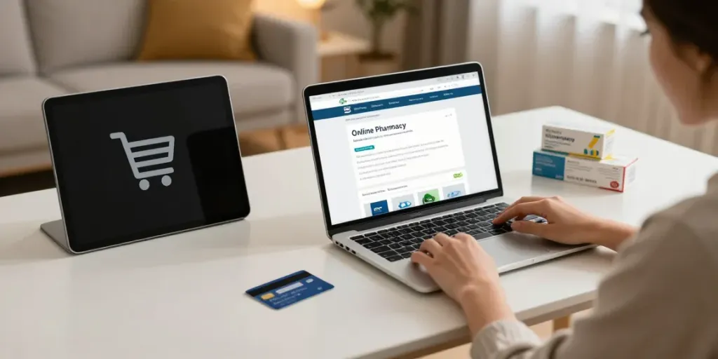 Person shopping comfortably online to buy ADHD meds online from a secure e-commerce platform.