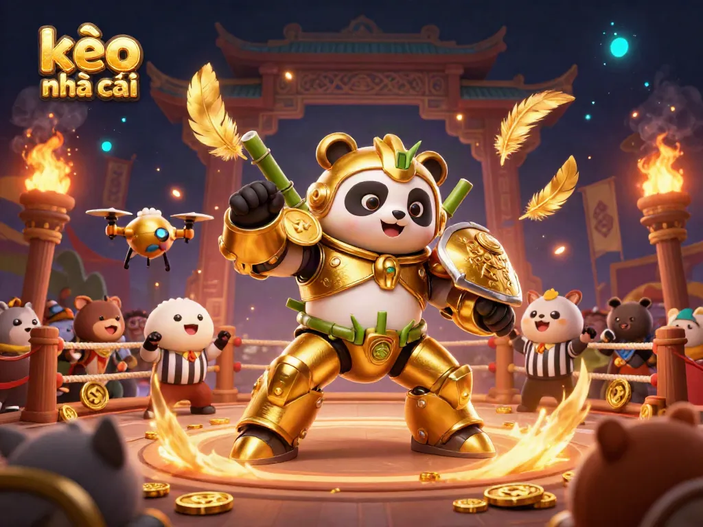 Experience thrilling matches with kèo nhà cái in a vibrant casino arena featuring golden panda and dynamic betting elements.