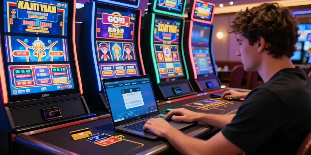 Player engaging with credit card casinos in a modern online gaming setup.