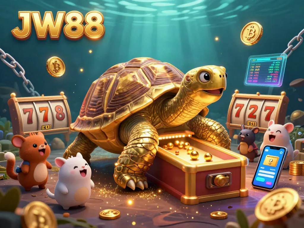Engage with JW88's exciting slot game experience featuring golden tortoise and rewarding symbols.