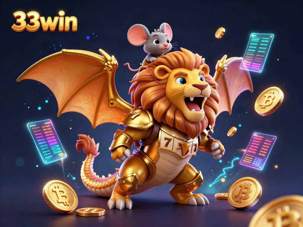 Experience the excitement of gaming with 33win's vibrant casino world showcasing a chimera and engaging game elements.