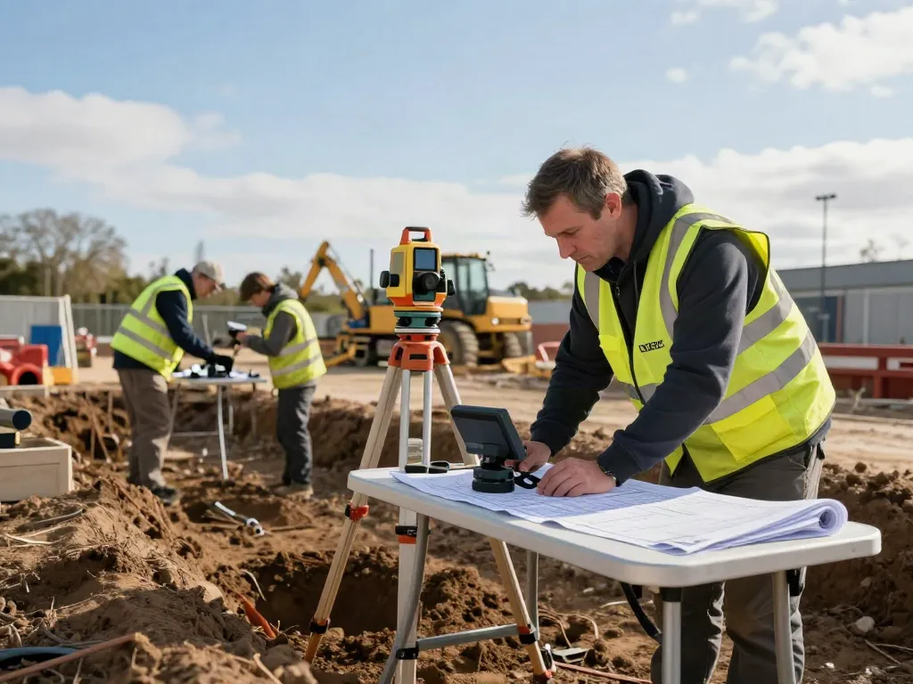 Utility Survey Surrey expert using GPR equipment at construction site.