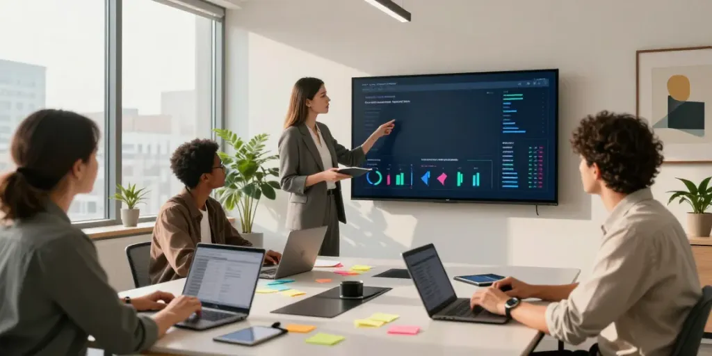 Team collaborating on Paid Ads Management strategy in a modern office space