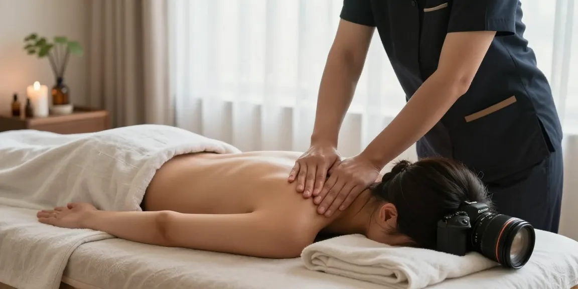 Relaxation during 출장안마 session in a serene home spa environment with essential oils and soothing decor.
