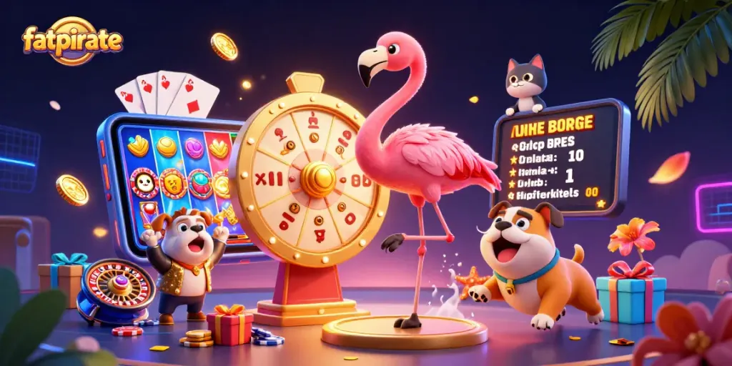 Experience the thrill of fatpirate with a vibrant 3D digital illustration showcasing gaming excitement.