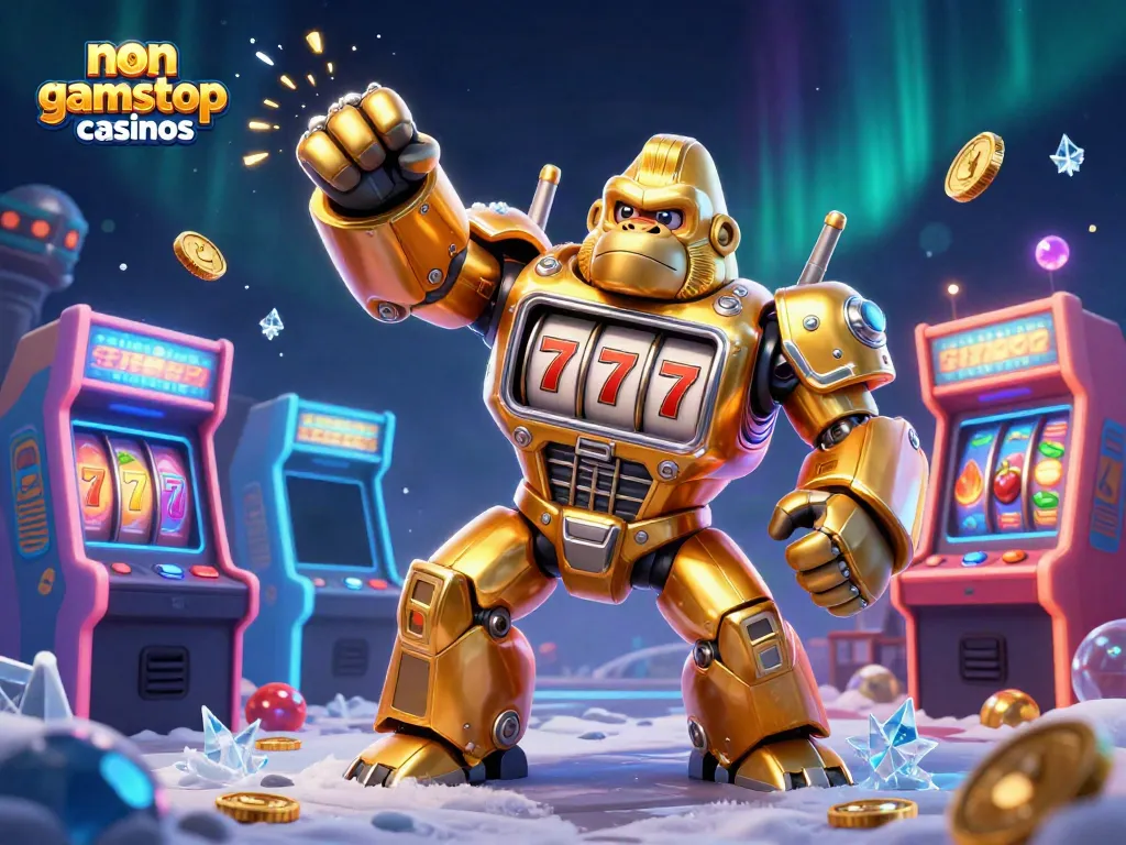 Experience exciting gameplay at non gamstop casinos with vibrant arcade machines and a dynamic gorilla mech.