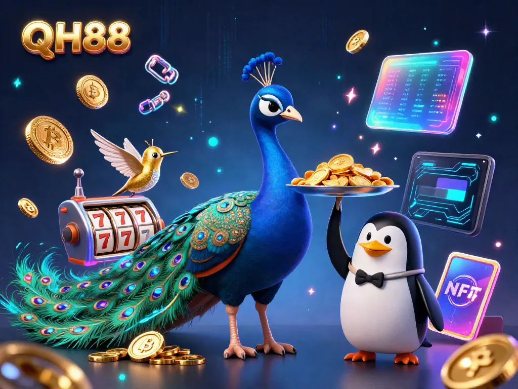 Experience excitement at QH88 with a vibrant casino scene featuring unique characters and gaming elements.