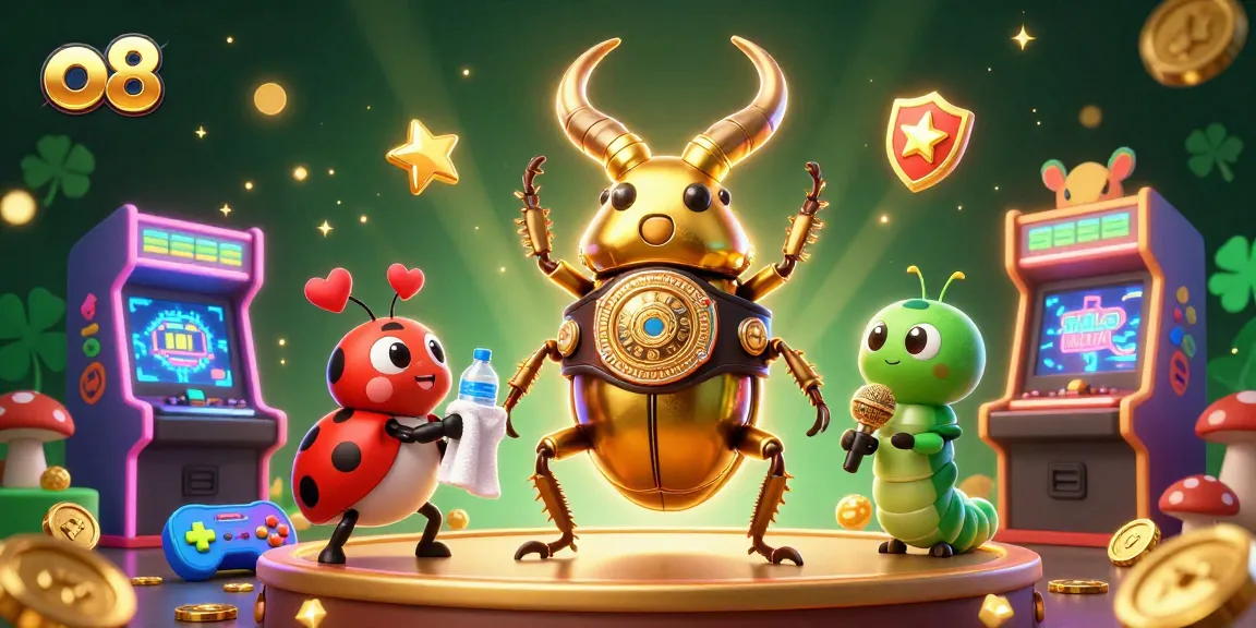 Win big at o8 with this vibrant 3D illustration of a lively casino environment and charismatic characters.