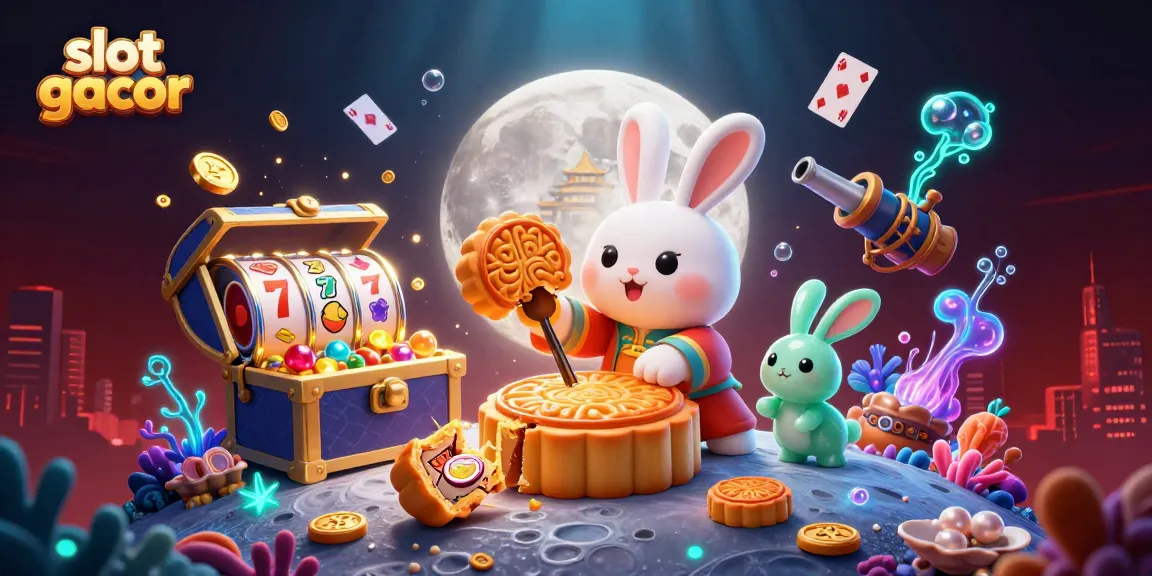 Experience slot gacor excitement with vibrant 3D-themed illustration featuring gambling elements like poker chips and slot reels.