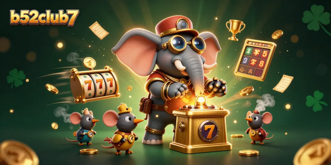 Spin the reels at b52club7 with a whimsical steampunk elephant engineer and friends!