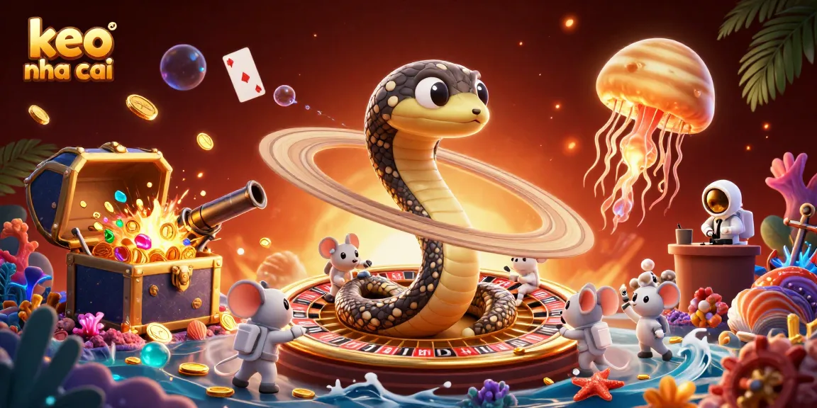 Bet on keo nha cai with fun-filled astronaut mice and a golden jellyfish dealer in a cosmic scene.