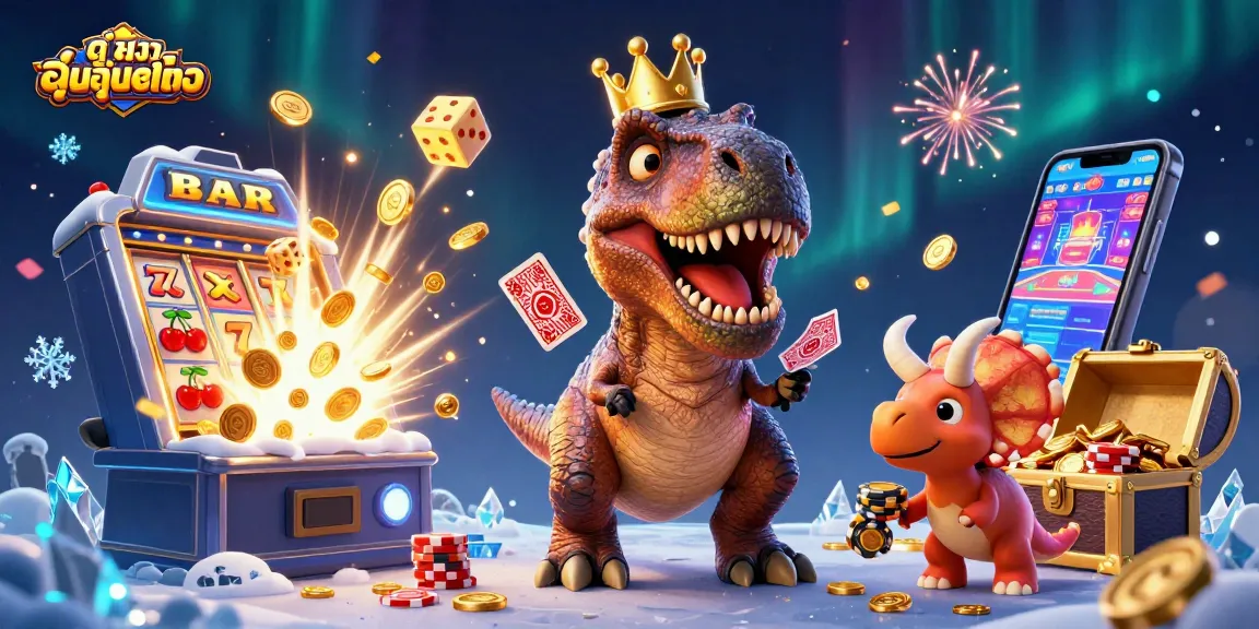 ดูหนังออนไลน์ สร้างความตื่นเต้นด้วยภาพการ์ตูนคาสิโนที่มี T-Rex เล่นไพ่