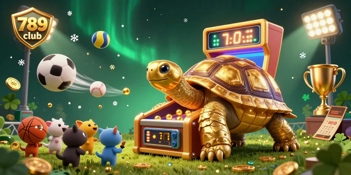 Experience thrilling games at 789 club with dynamic elements and a golden tortoise pinball machine.