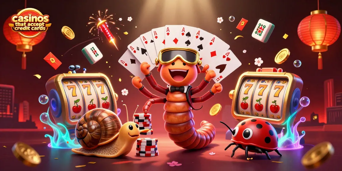 Engage with casinos that accept credit cards in a vibrant scene filled with exciting game elements and lively characters.