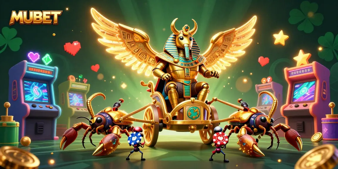 MUBET players strategize with a vivid golden scarab scene full of gambling excitement