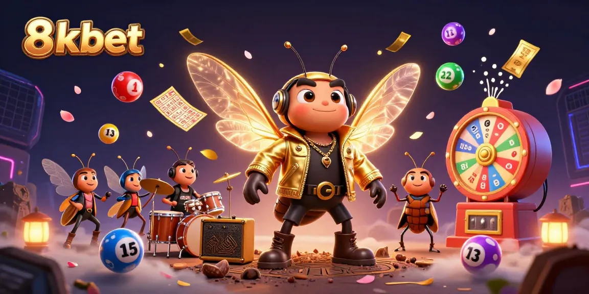 Experience the thrill of 8xbet with cartoon characters celebrating winnings amidst vibrant gaming elements.